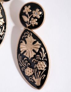 Gold Floral Enamel Drop Earrings sold by lovisa