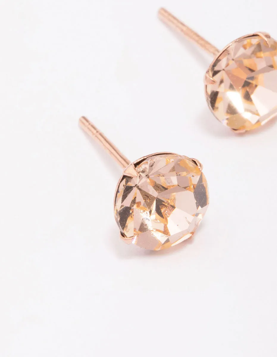 Rose Gold Plated Sterling Silver Czech Crystal Stud Earrings sold by lovisa product image thumbnail 3
