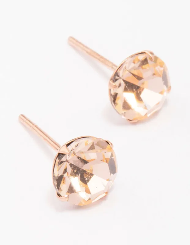 Rose Gold Plated Sterling Silver Czech Crystal Stud Earrings sold by lovisa