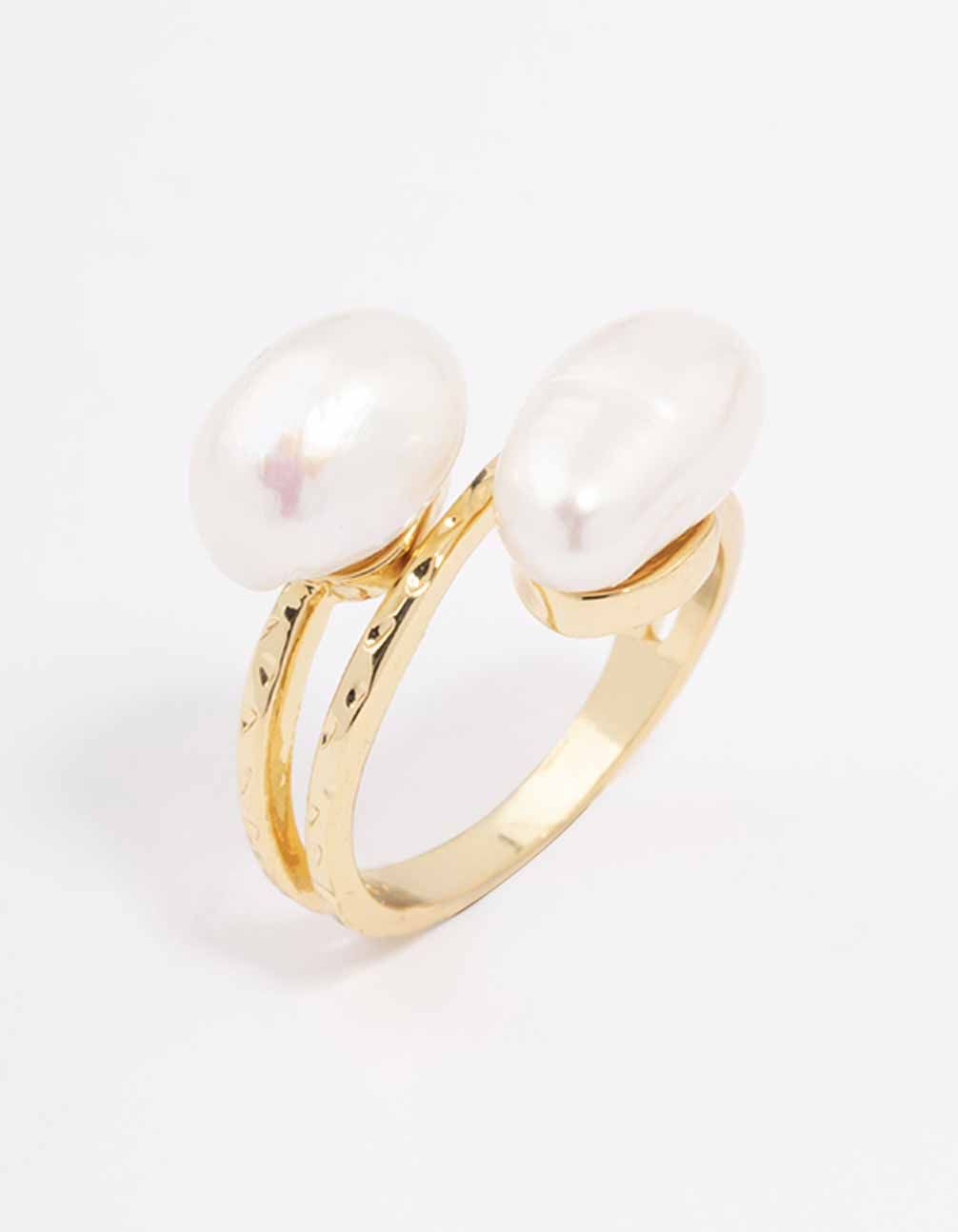 Gold Plated Double Pearl Wrapped Ring sold by lovisa product image thumbnail 3