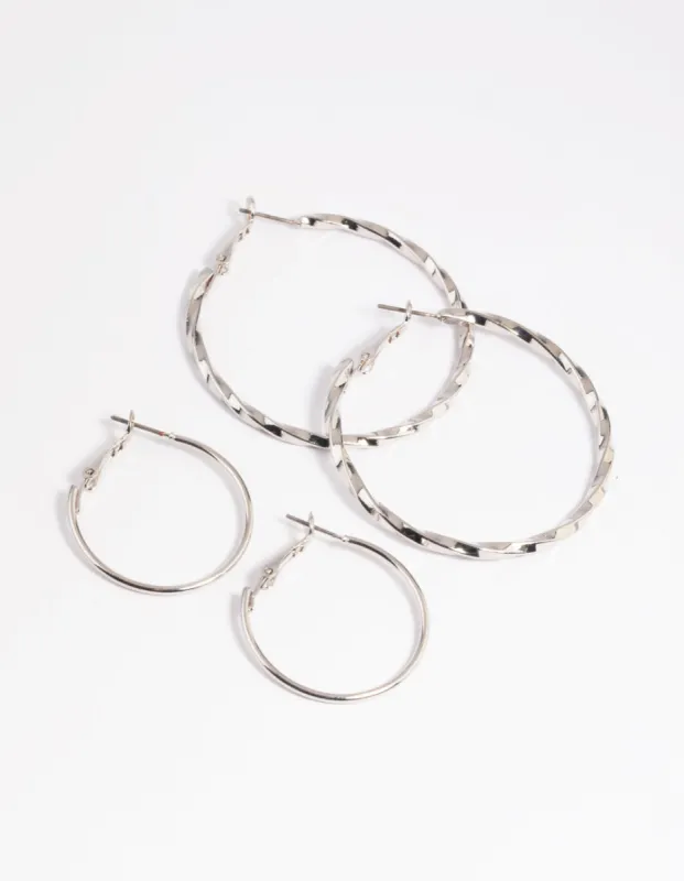 Silver Plain Text Hoop Earring Set sold by lovisa
