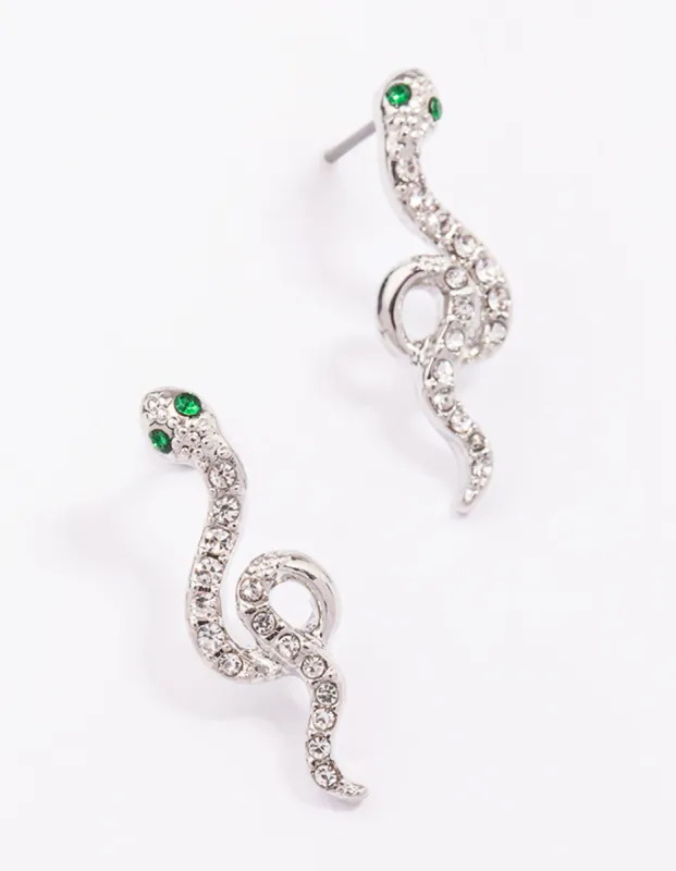 Silver Small Snake Stud Earrings sold by lovisa