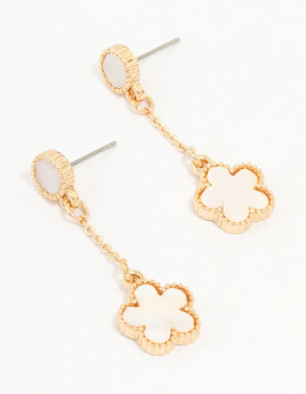 Gold Clover Flower Drop Earrings sold by lovisa