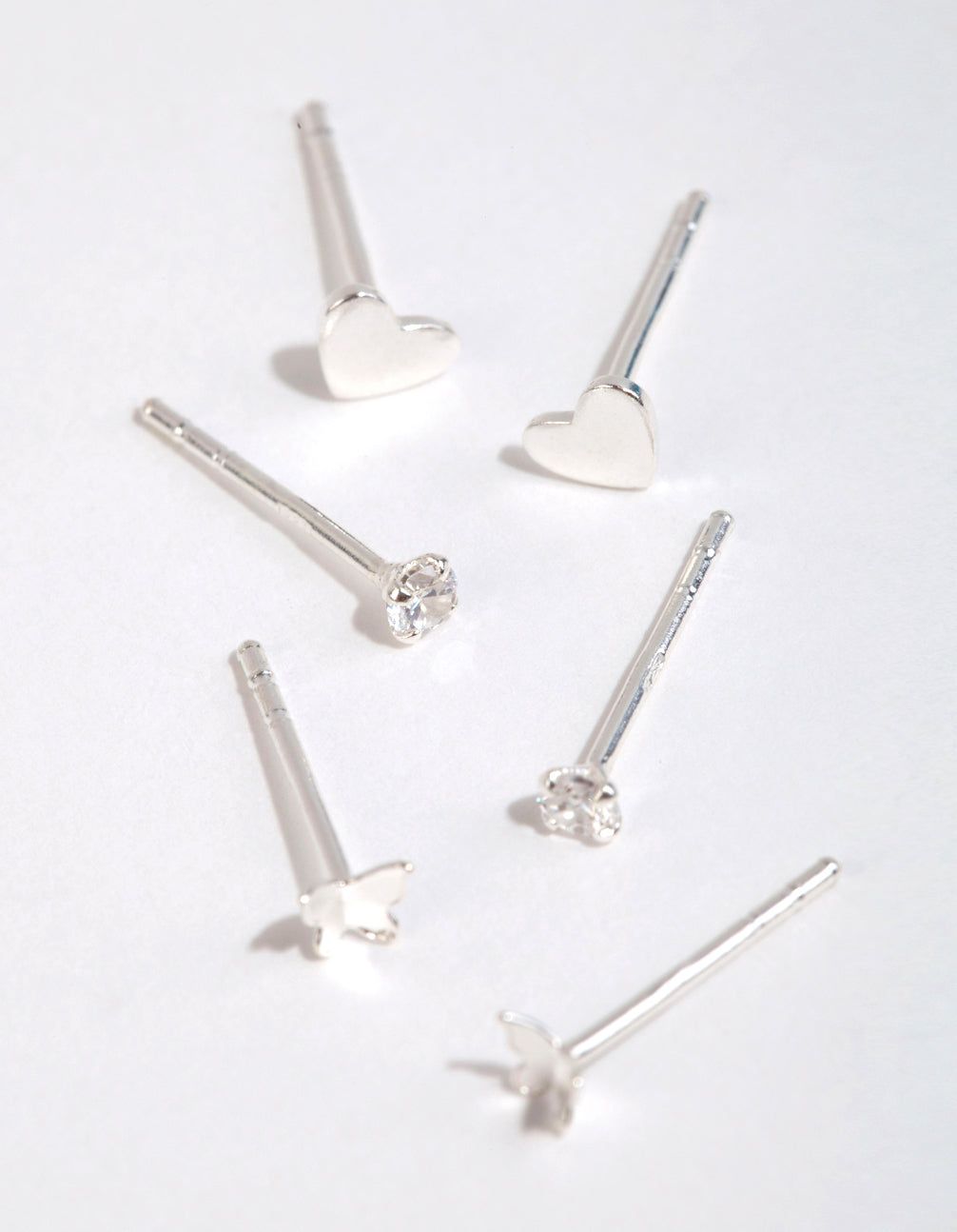 Sterling Silver Heart & Butterfly Stud Earring Pack sold by lovisa