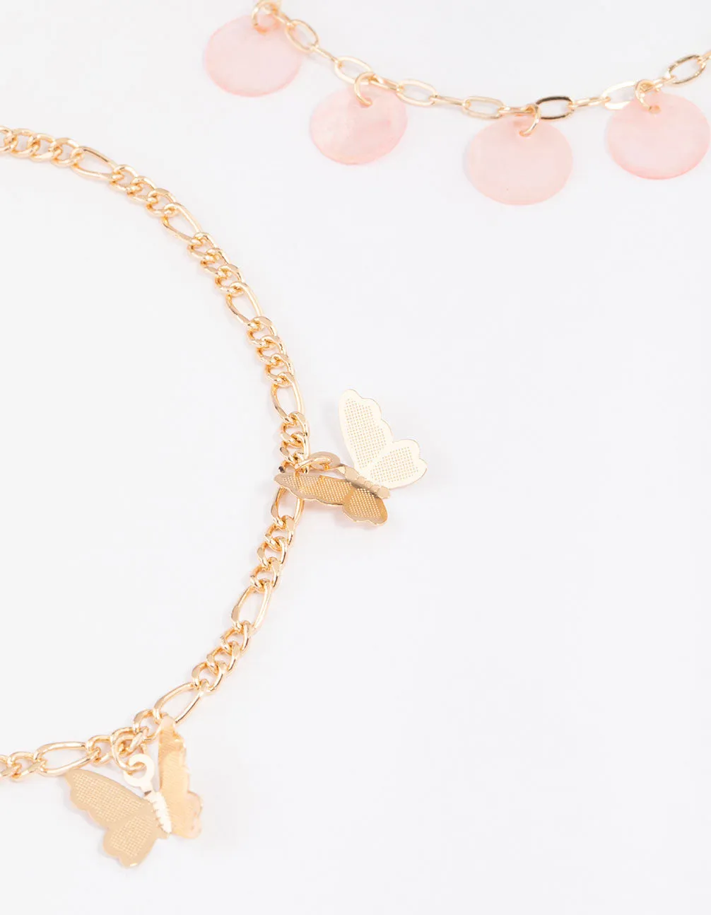 Gold Genuine Shell Butterfly Anklets 3-Pack sold by lovisa product image thumbnail 2