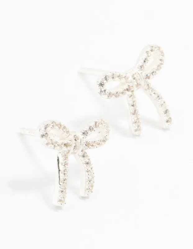 Sterling Silver Cubic Zirconia Bow Stud Earrings sold by lovisa