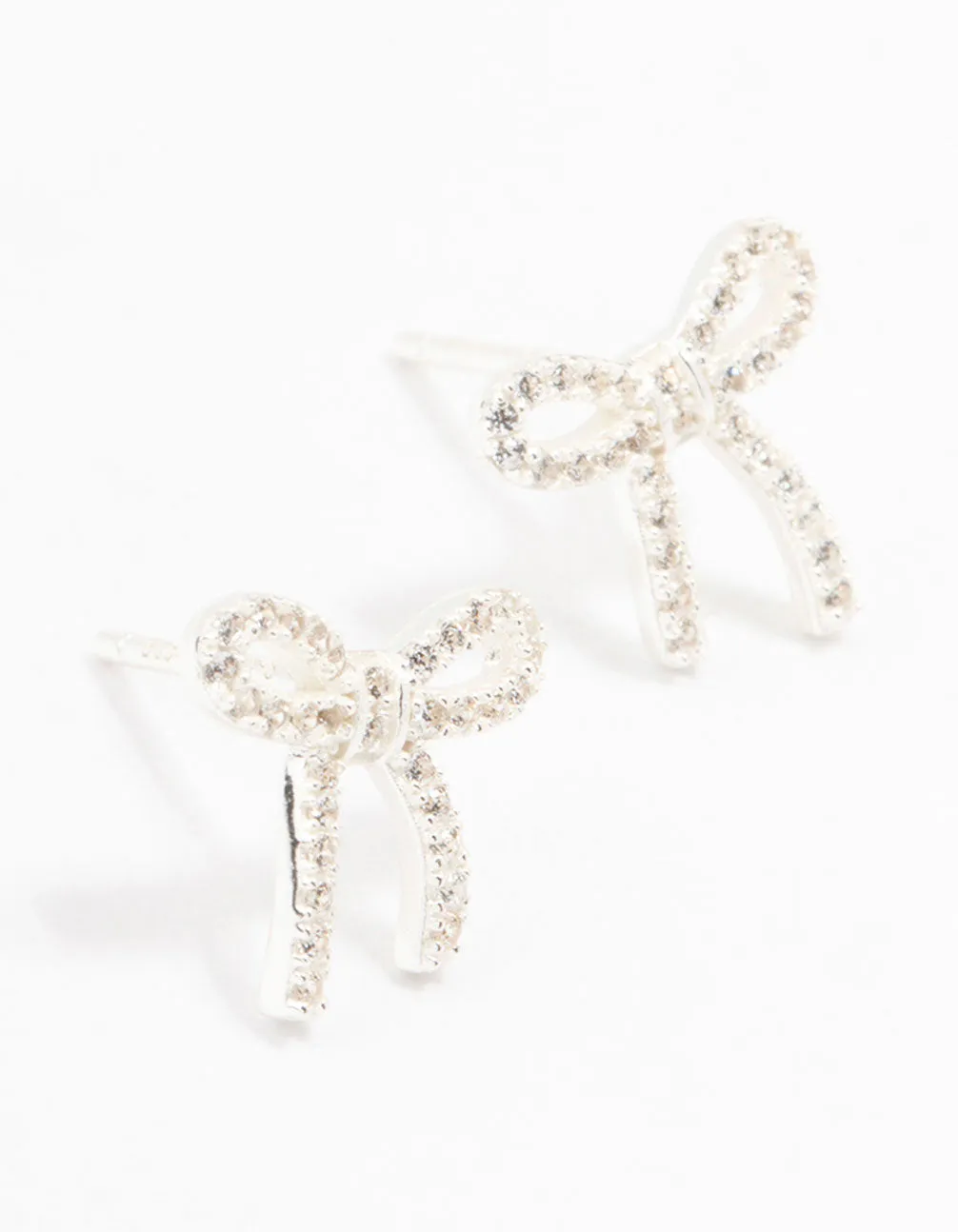 Sterling Silver Cubic Zirconia Bow Stud Earrings sold by lovisa