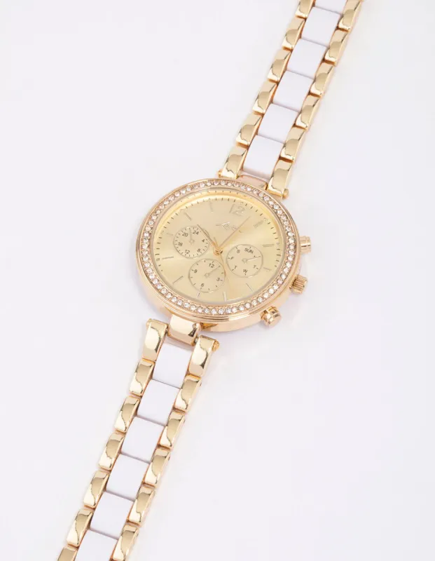 Gold & White Two-Toned Oyster Watch sold by lovisa