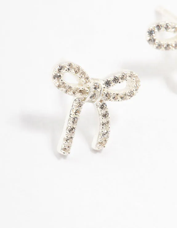 Sterling Silver Cubic Zirconia Bow Stud Earrings sold by lovisa product image thumbnail 2