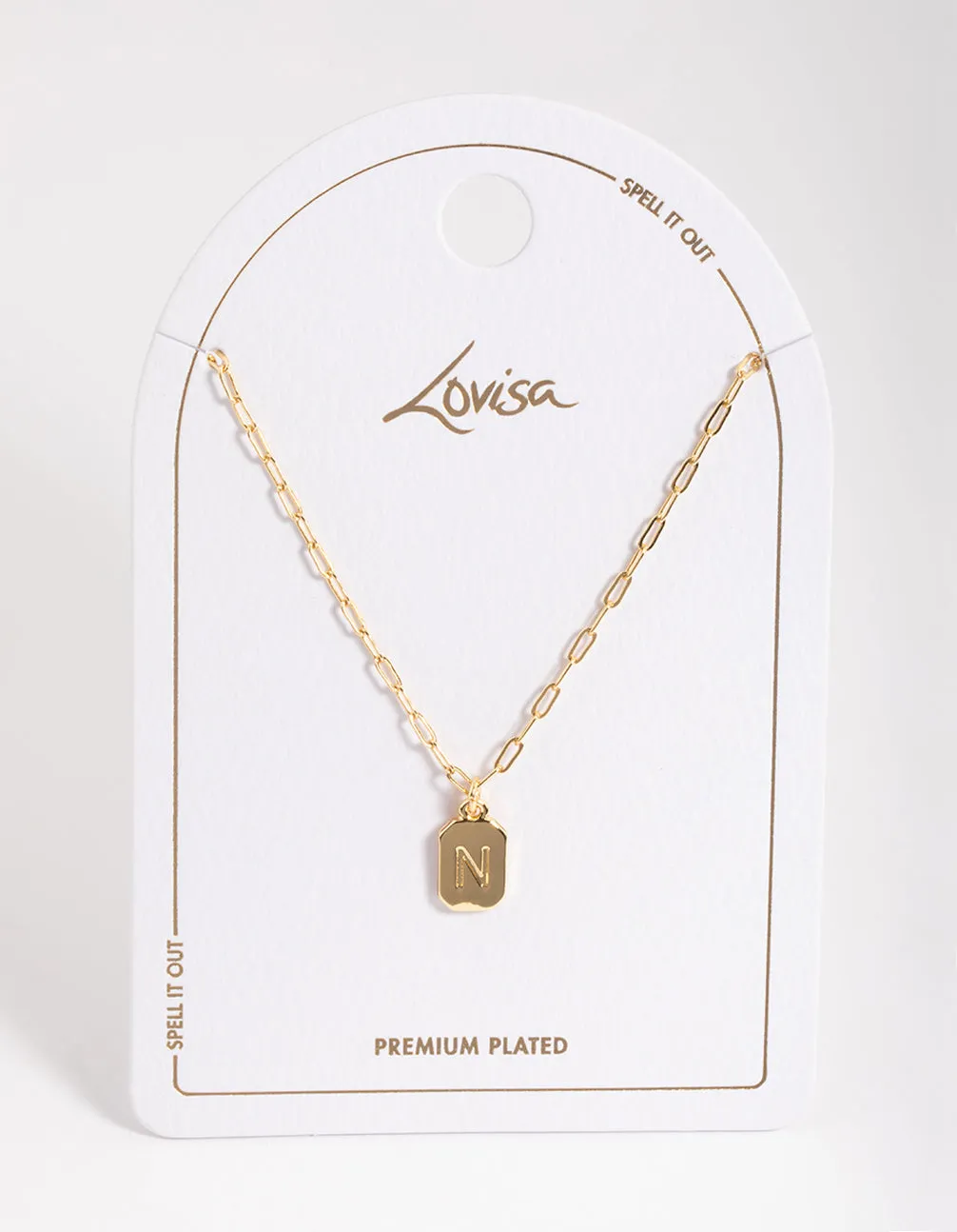 Letter N Gold Plated Rectangle Pendant Initial Necklace sold by lovisa product image thumbnail 3