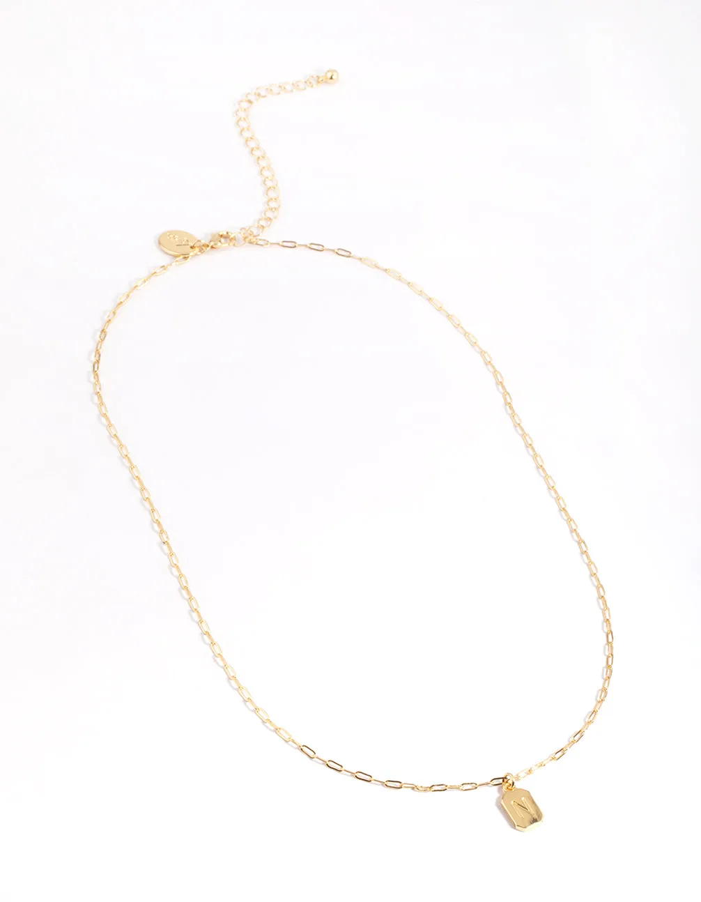 Letter N Gold Plated Rectangle Pendant Initial Necklace sold by lovisa product image thumbnail 2