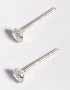 Sterling Silver 4mm Cubic Zirconia Stud Earrings sold by lovisa