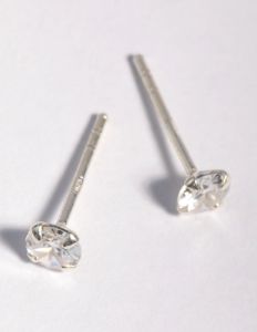 Sterling Silver 4mm Cubic Zirconia Stud Earrings sold by lovisa