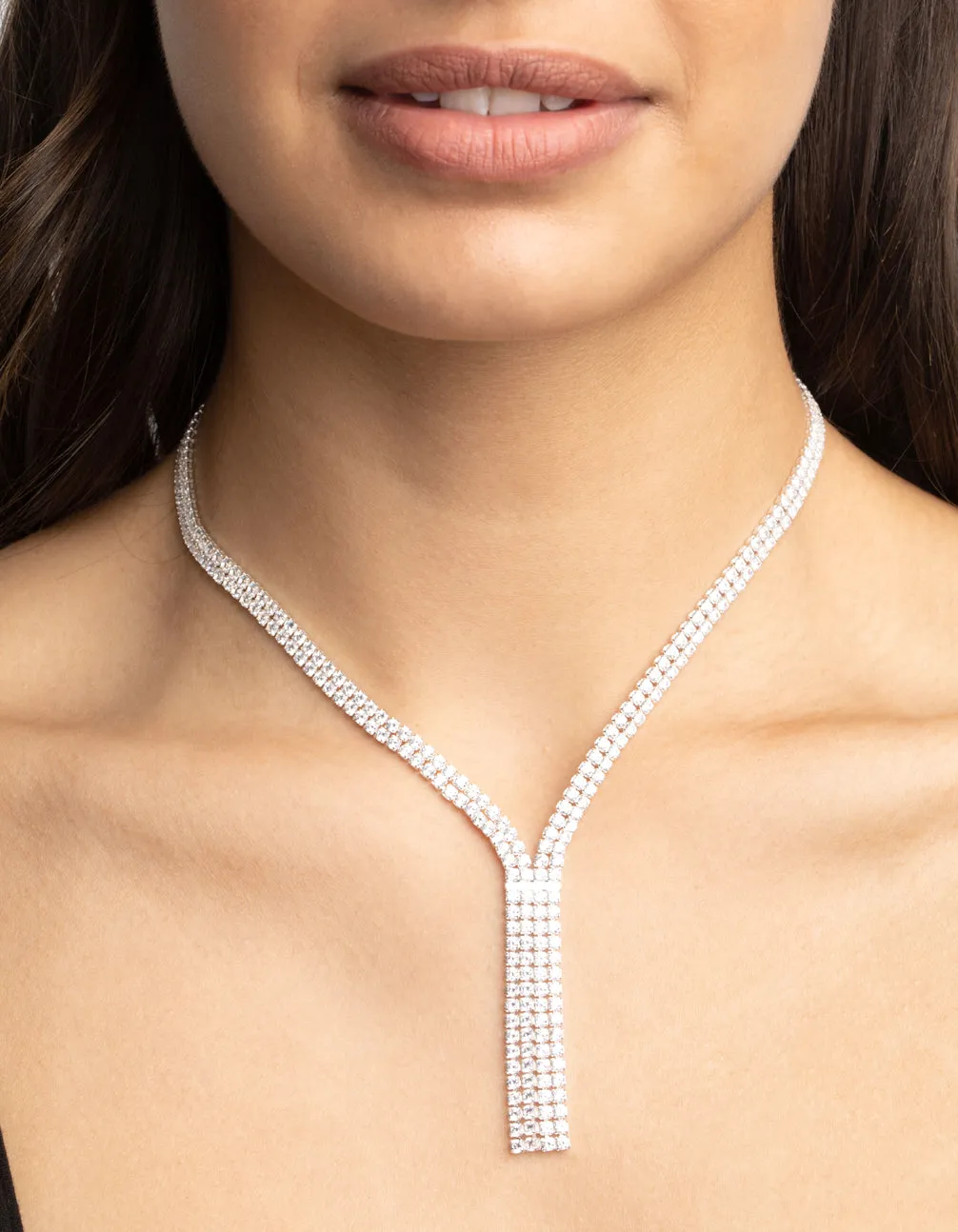 Silver Cubic Zirconia Fringe Necklace sold by lovisa product image thumbnail 2