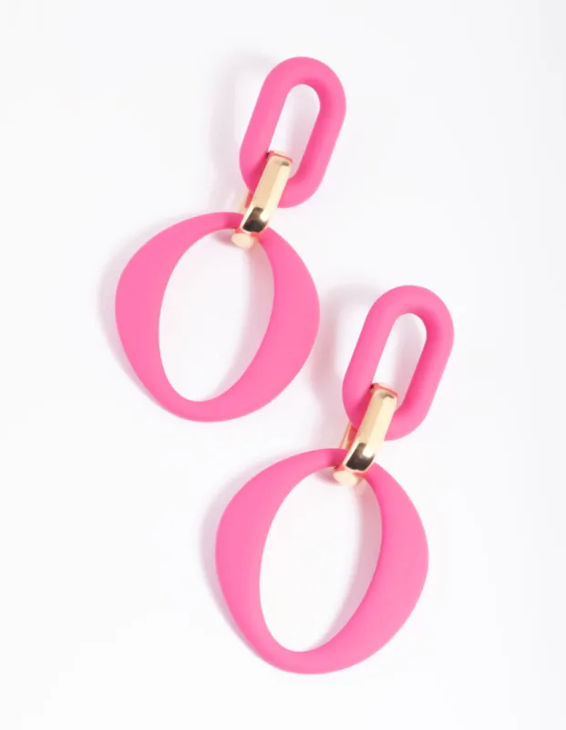 Pink Link Drop Earrings sold by lovisa