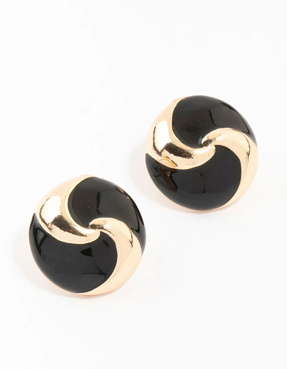 Black & Gold Swirl Stud Earrings sold by lovisa