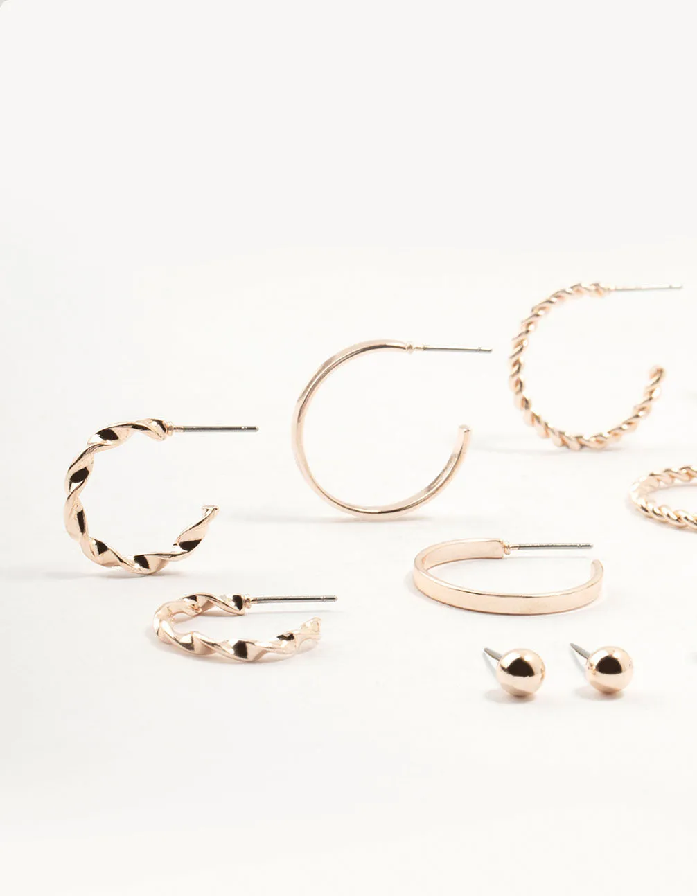 Rose Gold Diamante Pearl Hoop Earrings 8-Pack sold by lovisa product image thumbnail 2