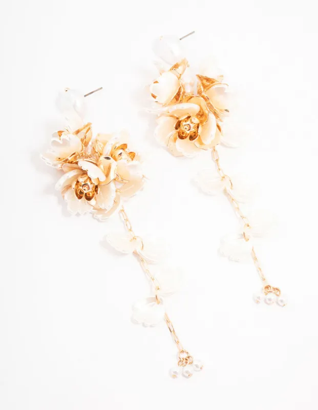 Gold  Floral Drop Earrings sold by lovisa