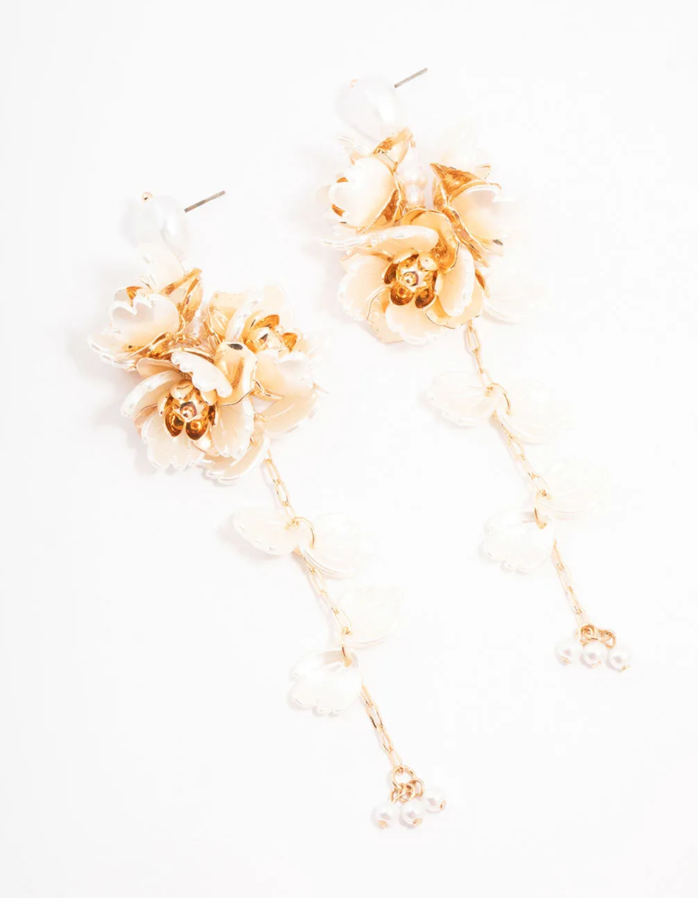 Gold Floral Drop Earrings sold by lovisa