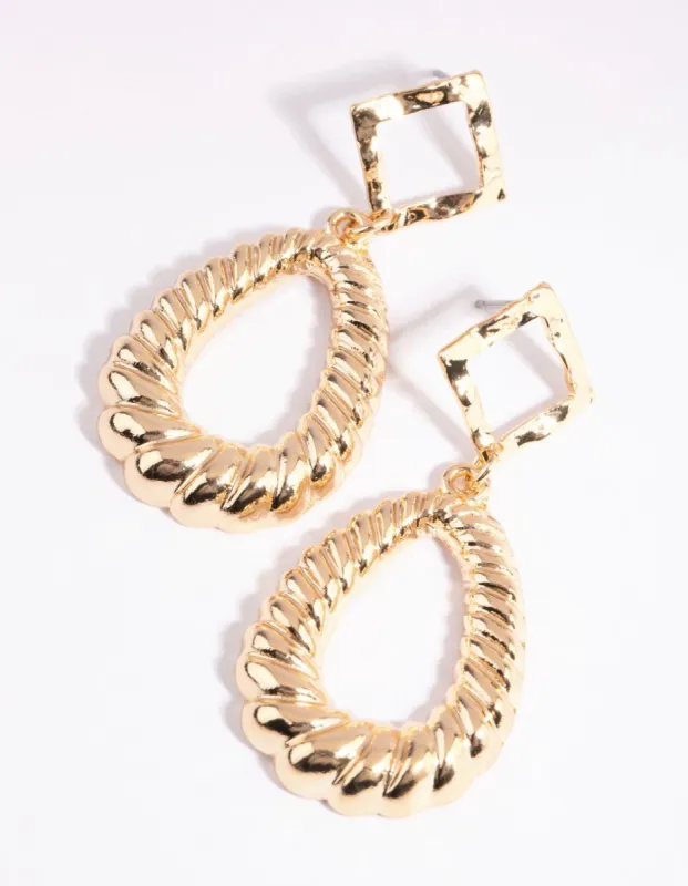 Gold Croissant Teardrop Earrings sold by lovisa
