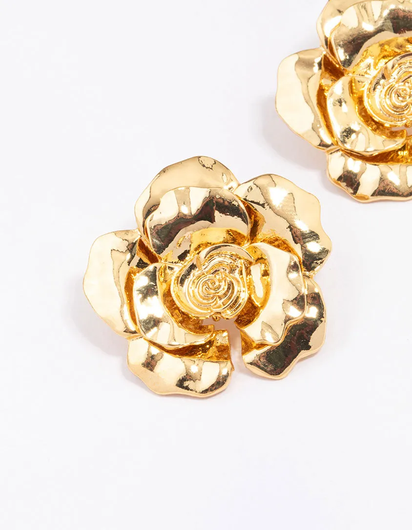 Gold Plated Rose Large Stud Earrings sold by lovisa product image thumbnail 2