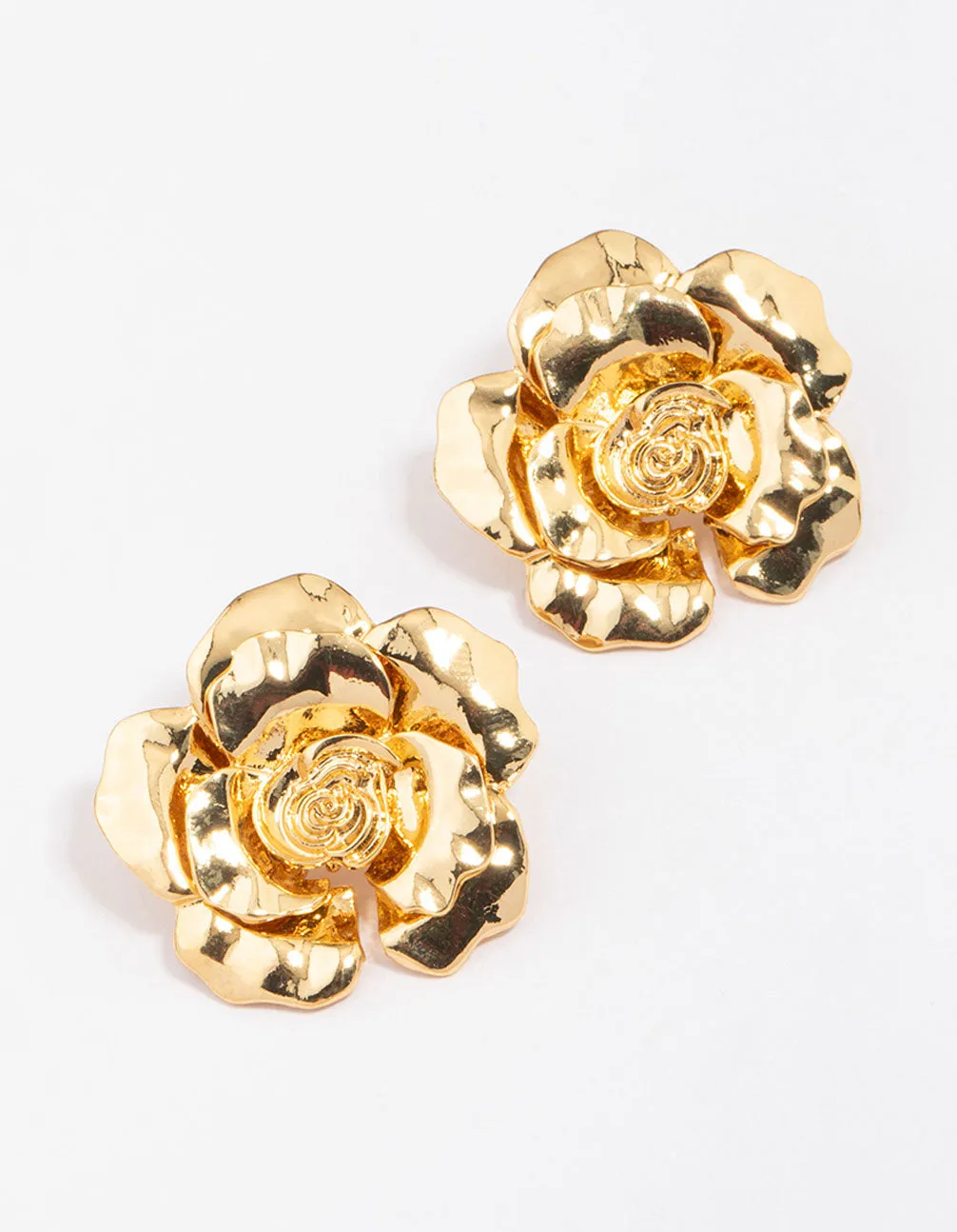 Gold Plated Rose Large Stud Earrings sold by lovisa