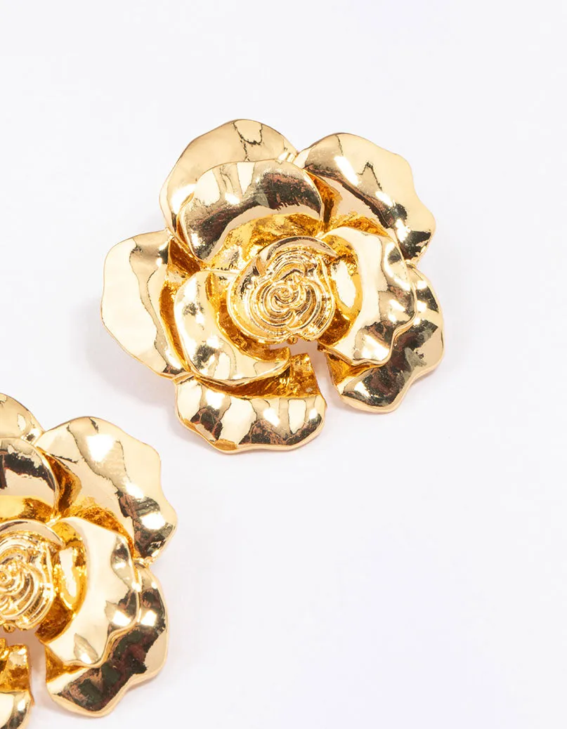 Gold Plated Rose Large Stud Earrings sold by lovisa product image thumbnail 3