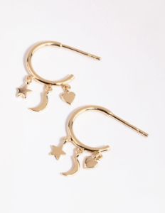 Gold Plated Sterling Silver Stellar Hoop Earrings sold by lovisa