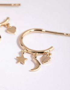 Gold Plated Sterling Silver Stellar Hoop Earrings sold by lovisa