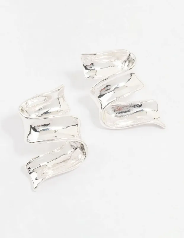 Silver Plated Ribbon Stud Earrings sold by lovisa