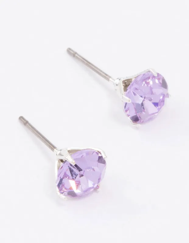 Silver Lilac Crystal Stud Earrings sold by lovisa