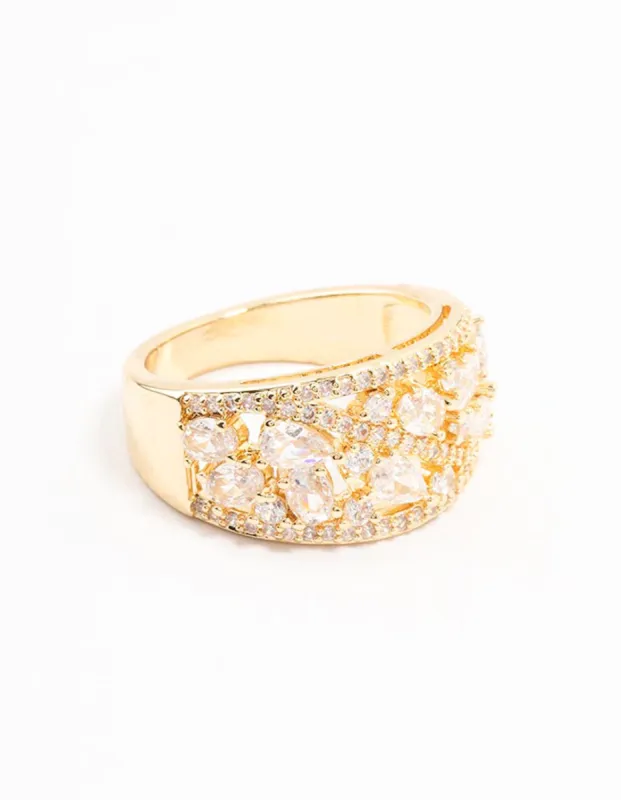 Gold Plated Mixed Stone Cubic Zirconia Ring sold by lovisa