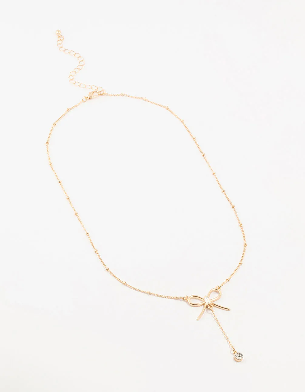 Gold Diamante Ball & Chain Bow Drop Necklace sold by lovisa product image thumbnail 2
