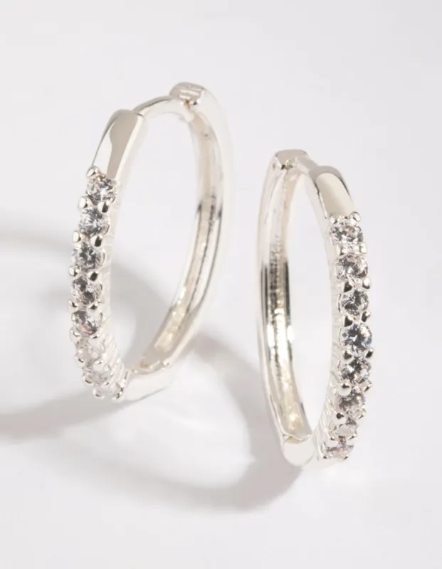Silver Cubic Zirconia Hoop Earrings sold by lovisa