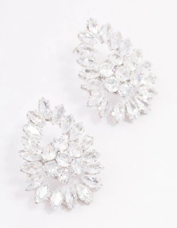 Silver Cubic Zirconia Statement Oval Stud Earrings sold by lovisa