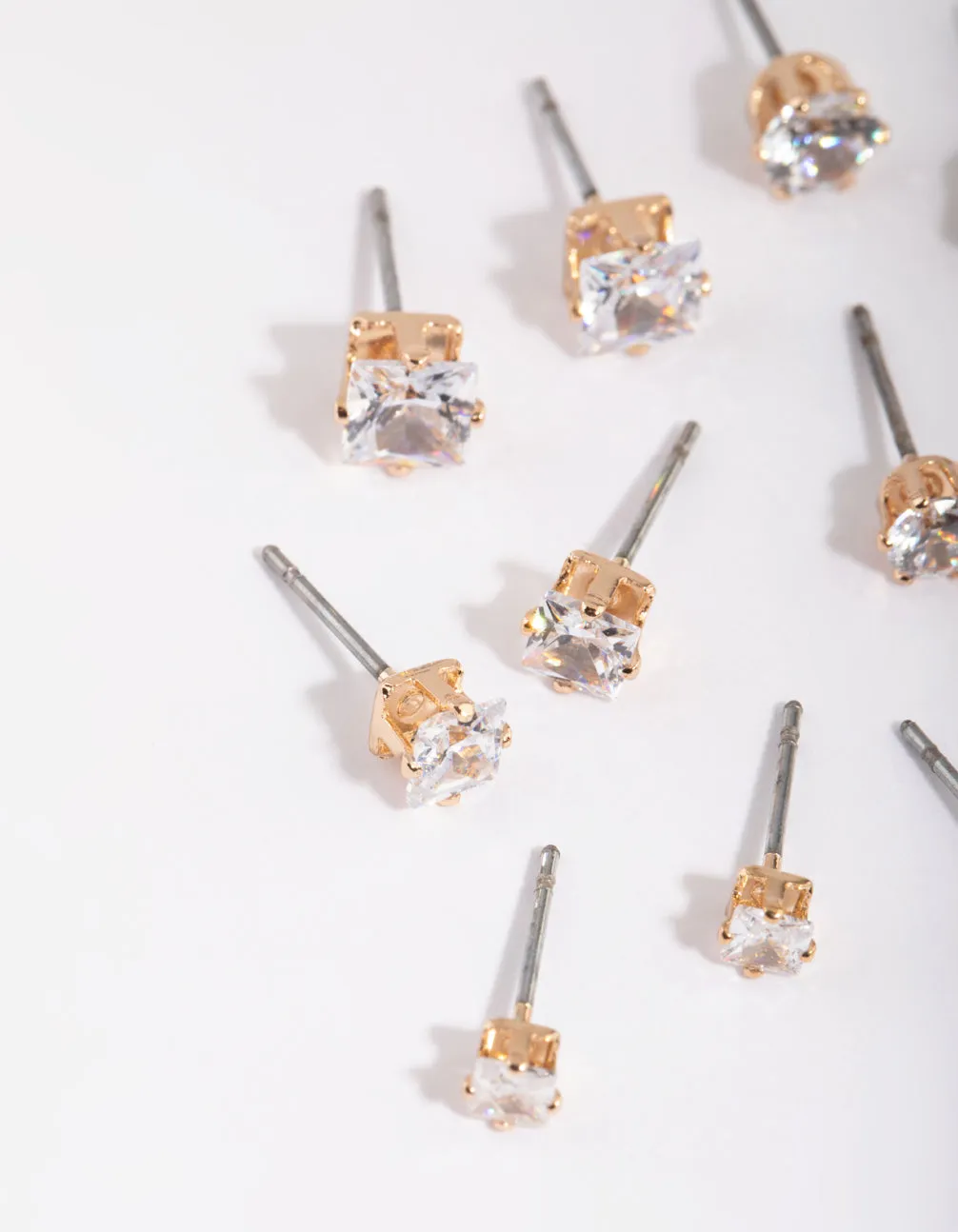 Gold Cubic Zirconia Classic Stud Earring 6-Pack sold by lovisa product image thumbnail 4