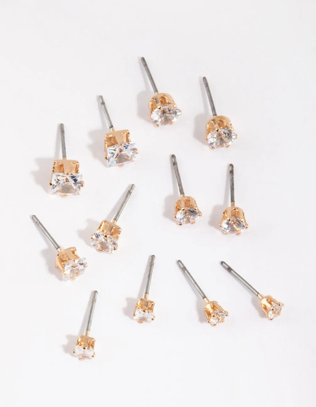 Gold Cubic Zirconia Classic Stud Earring 6-Pack sold by lovisa