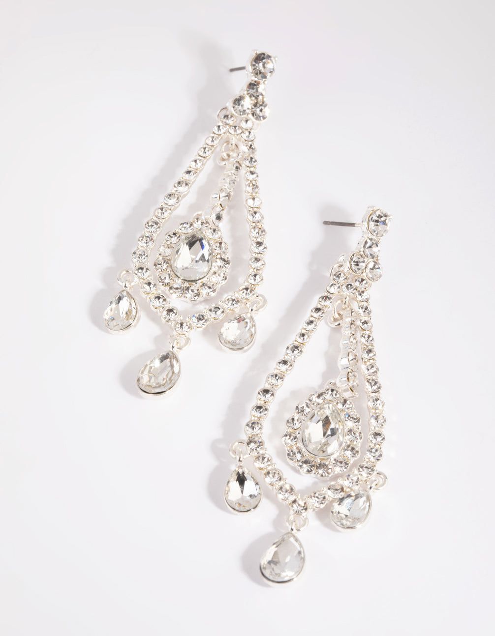 Silver Statement Teardrop Earrings sold by lovisa