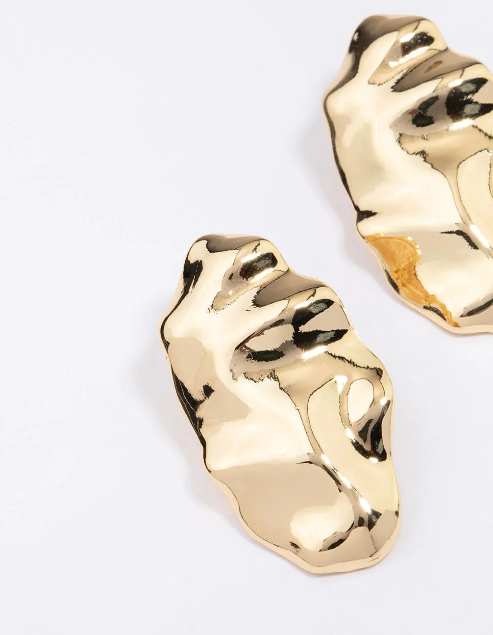 Gold Plated Hammered Oval Stud Earrings sold by lovisa product image thumbnail 2