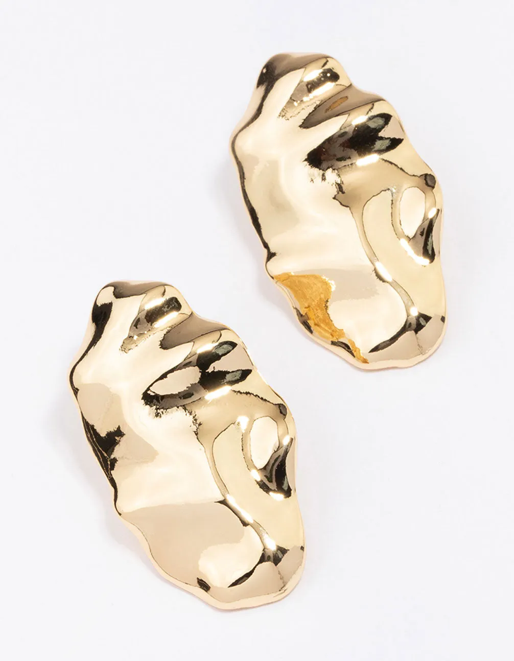 Gold Plated Hammered Oval Stud Earrings sold by lovisa