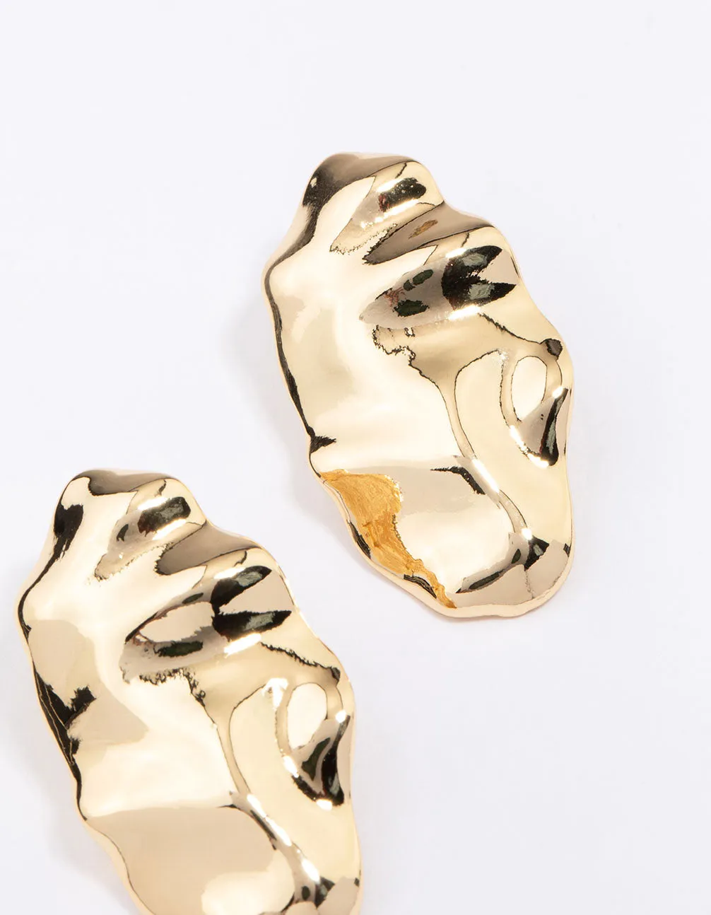 Gold Plated Hammered Oval Stud Earrings sold by lovisa product image thumbnail 3