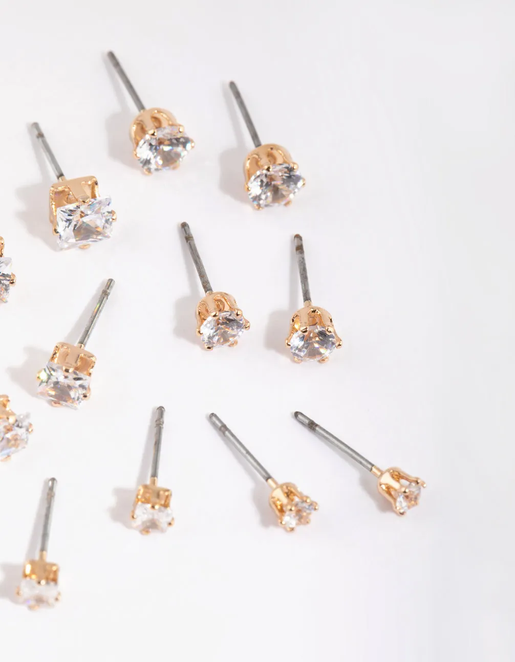 Gold Cubic Zirconia Classic Stud Earring 6-Pack sold by lovisa product image thumbnail 3