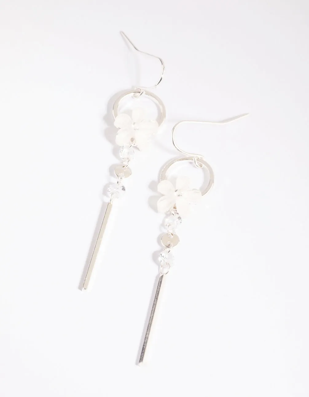 Silver Flower Drop Earrings sold by lovisa