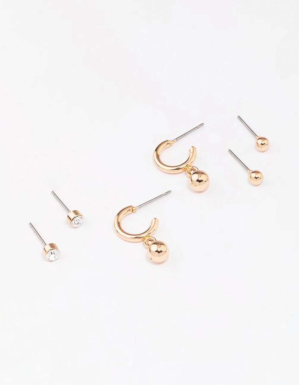 Gold Diamante Ball Hoop Earring 3-Pack sold by lovisa