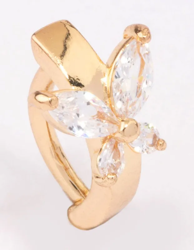 Gold Plated Surgical Steel Butterfly Curve Belly Ring sold by lovisa