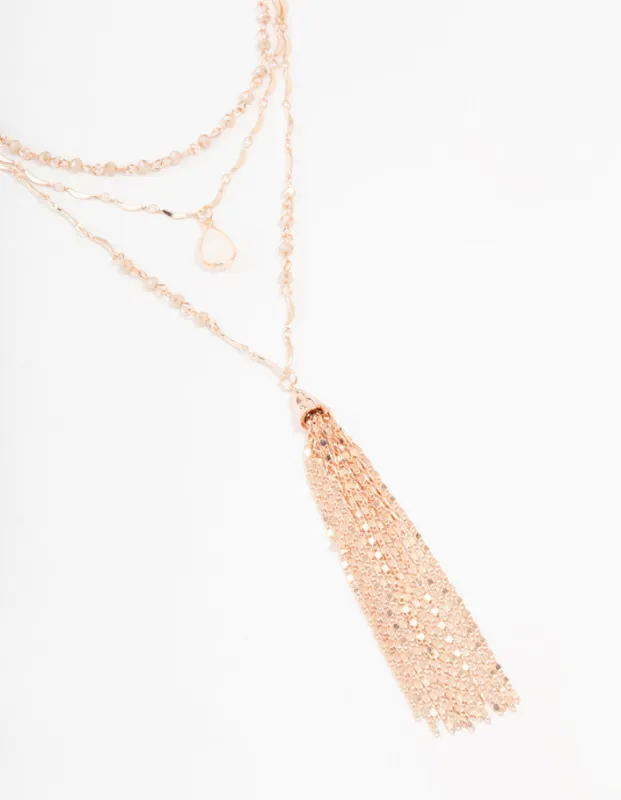 Rose Gold 3 Layered Pendant Necklace sold by lovisa