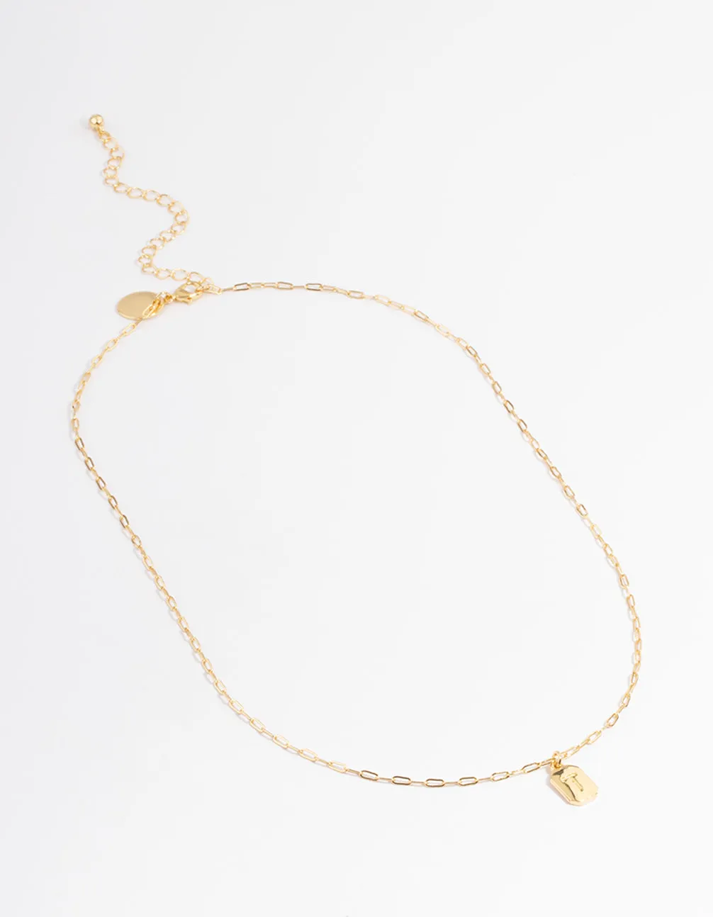 Letter 'T' Gold Plated Rectangle Pendant Initial Necklace sold by lovisa product image thumbnail 2