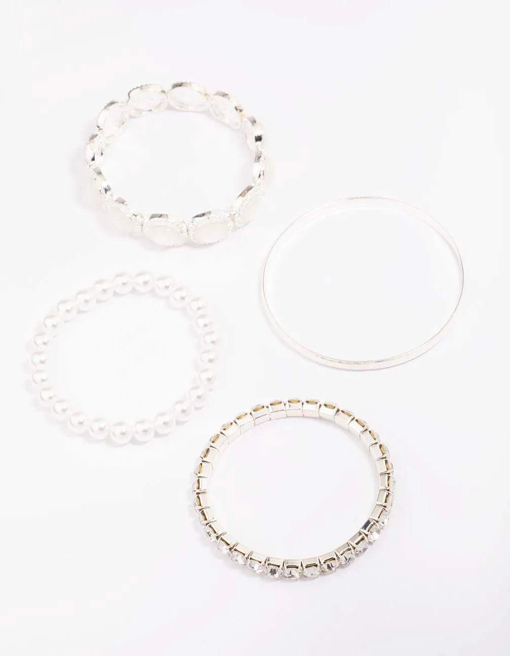 Silver Pearl Stretch Bracelet 5-Pack sold by lovisa