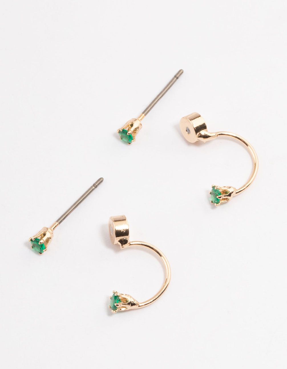 Gold & Emerald Green Diamante Jacket Earrings sold by lovisa product image thumbnail 3