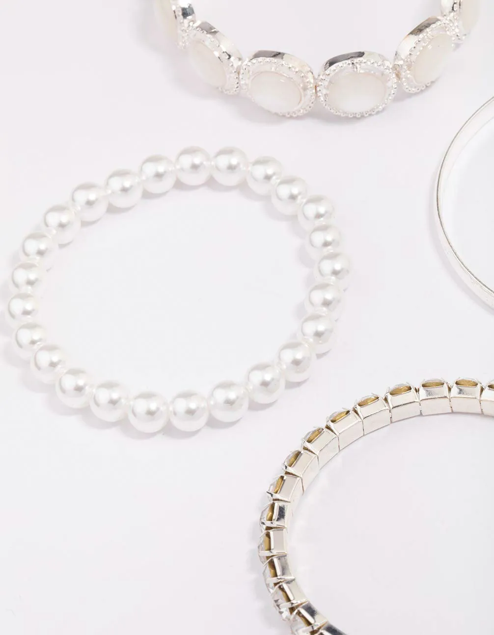 Silver Pearl Stretch Bracelet 5-Pack sold by lovisa product image thumbnail 2